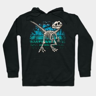 Skeleton Raptor Velociraptor Blue Jungle Dino Hoodie